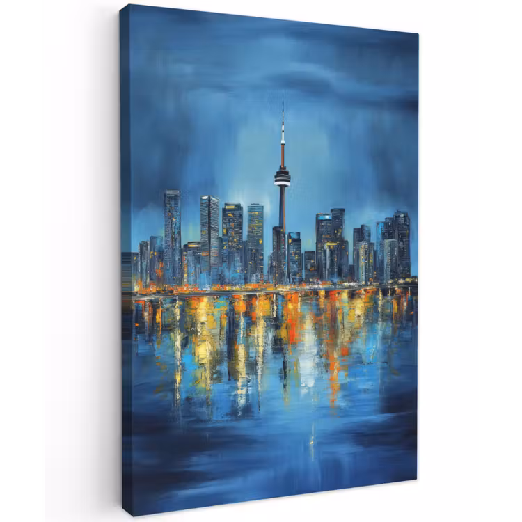 Skyline Toronto - Water - Stadslichten - Toren Tuinposter op houten frame 2 cm dik klein -3d