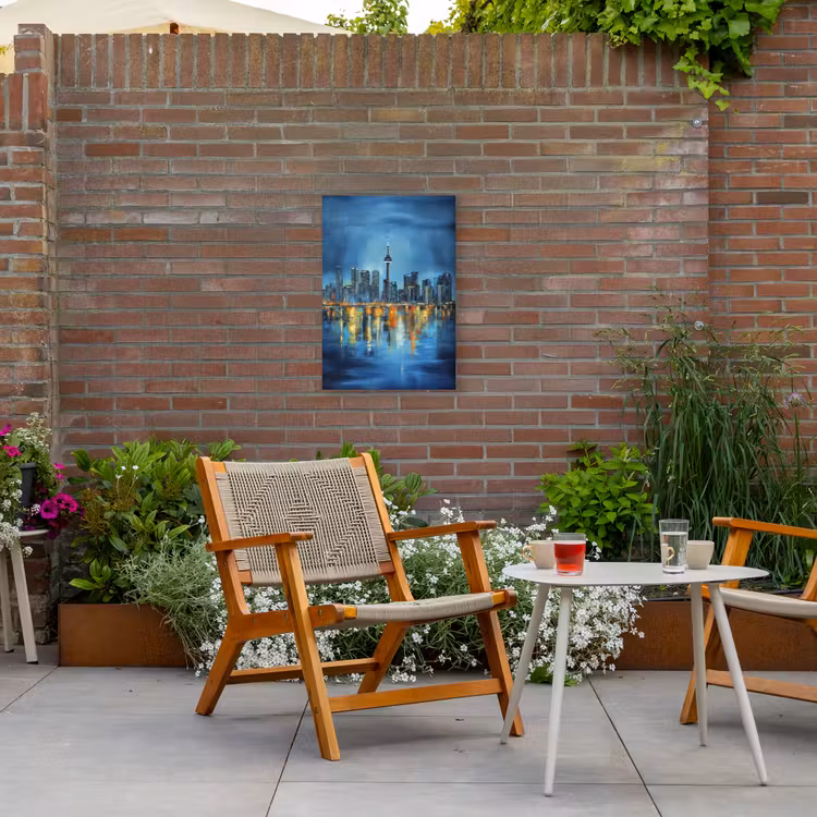 Skyline Toronto - Water - Stadslichten - Toren Tuinposter op houten frame 2 cm dik klein -sfeer3