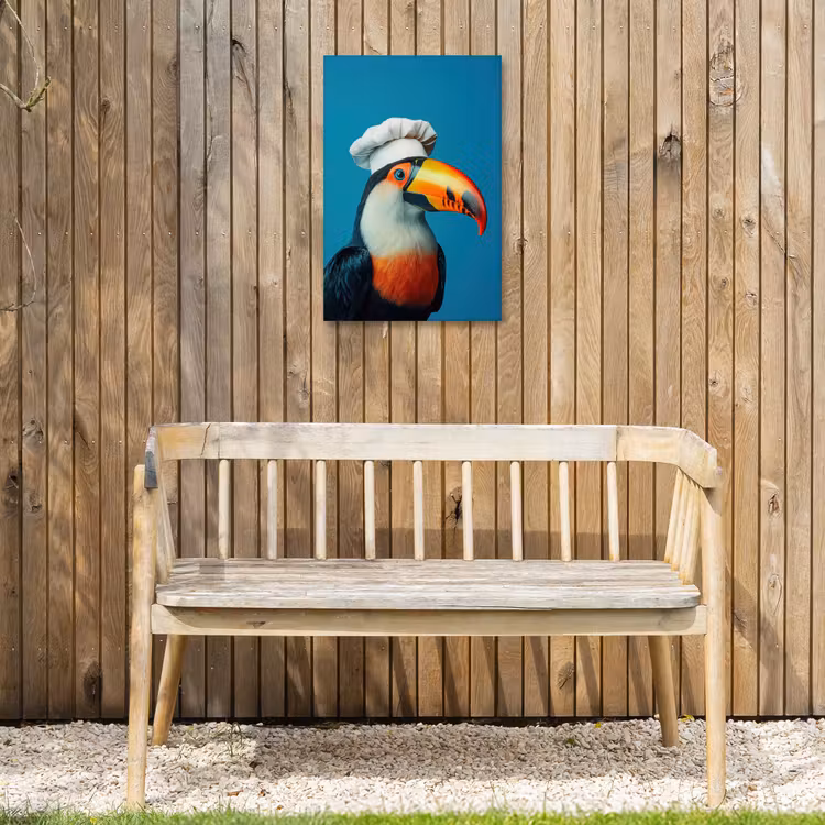 Toekan - Papegaai - Vogel - Koksmuts Tuinposter op houten frame 2 cm dik klein -sfeer4