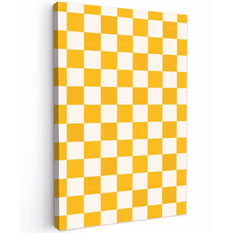 Traditioneel - Patroon - Geel Tuinposter op houten frame 2 cm dik klein 841 -3d
