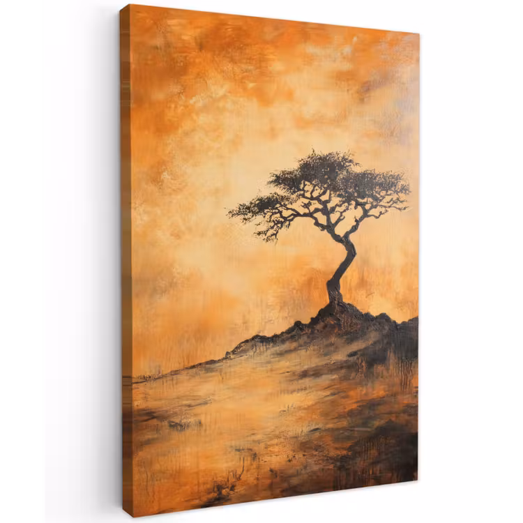 Boom - Landschap - Oranje Tuinposter op houten frame 2 cm dik klein -3d