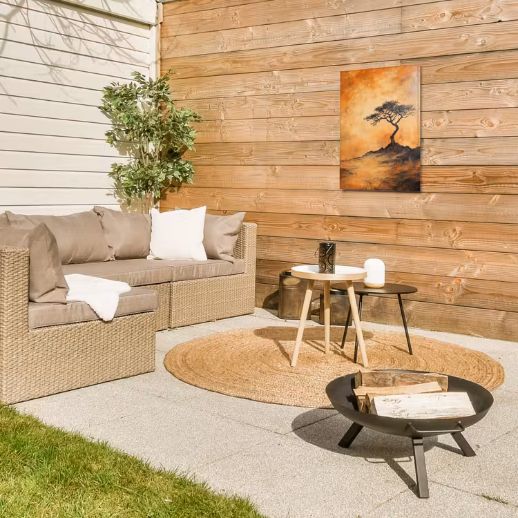 Boom - Landschap - Oranje Tuinposter op houten frame 2 cm dik klein -sfeer2