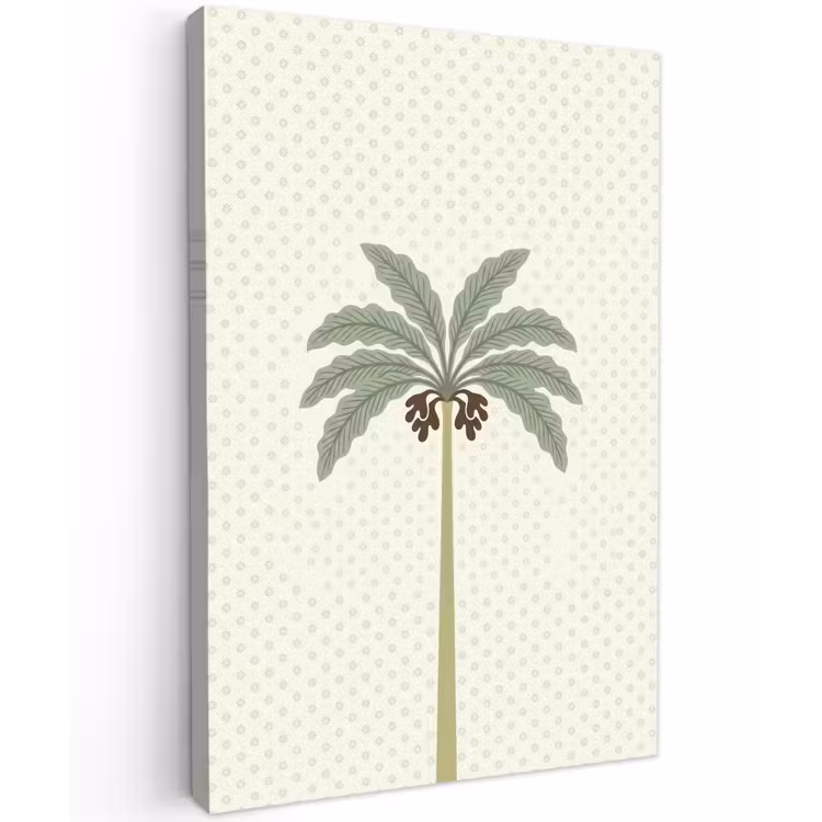 Boom - Bladeren - Groen - Decoratief - Beige Tuinposter op houten frame 2 cm dik klein -3d