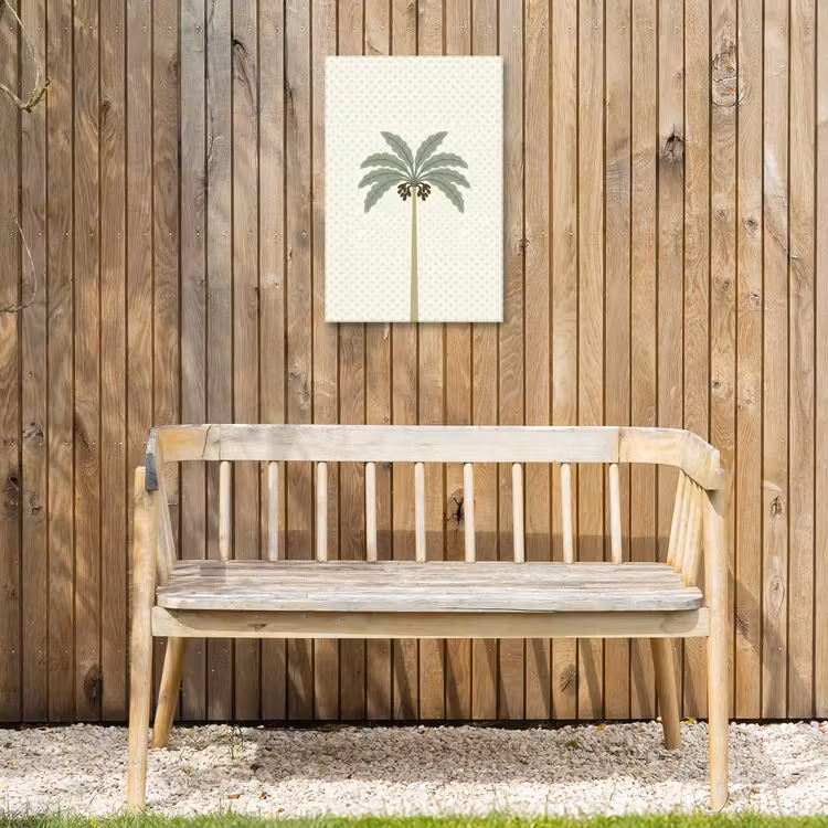 Boom - Bladeren - Groen - Decoratief - Beige Tuinposter op houten frame 2 cm dik klein -sfeer4