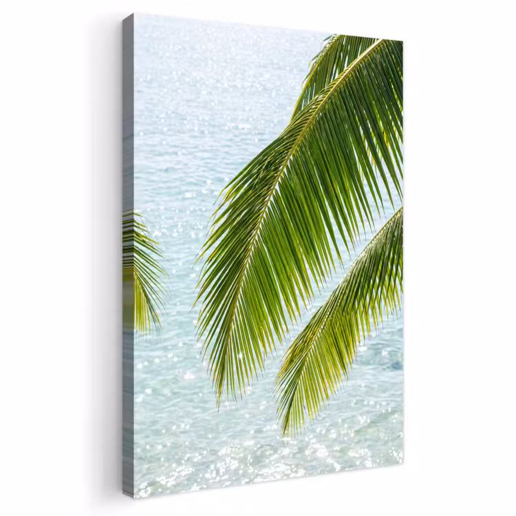 Boom - Bladeren - Water - Tropisch - Groen Tuinposter op houten frame 2 cm dik klein -3d