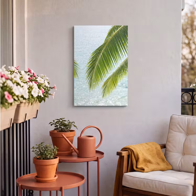 Boom - Bladeren - Water - Tropisch - Groen Tuinposter op houten frame 2 cm dik klein -sfeer1