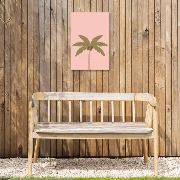 Boom - Palm - Natuur - Illustratie - Roze Tuinposter op houten frame 2 cm dik klein -sfeer4