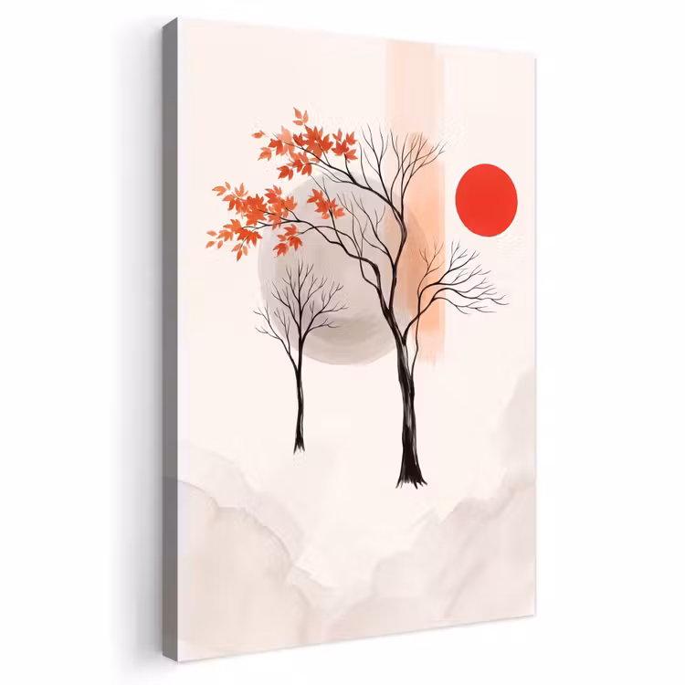 Outdoor Canvas Print - Tree - Red - Abstract - Boom - Rood - Abstract Tuinposter op houten frame 2 cm dik klein