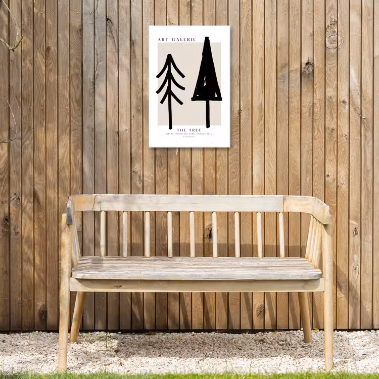 Bomen - Kerst - Zwart - Feest Tuinposter op houten frame 2 cm dik klein -sfeer4