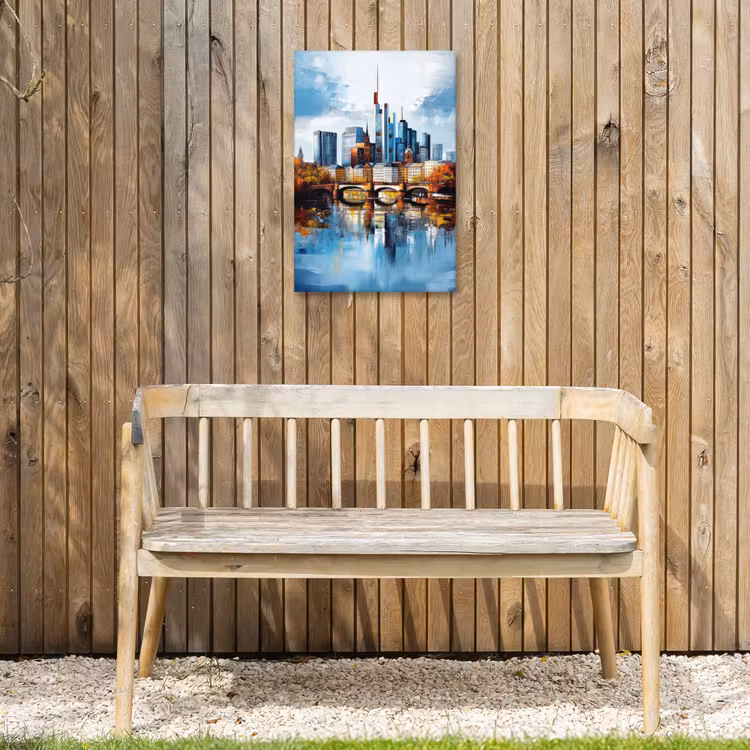 Bomen Frankfurt- Stad - Skyline - Brug Tuinposter op houten frame 2 cm dik klein -sfeer4