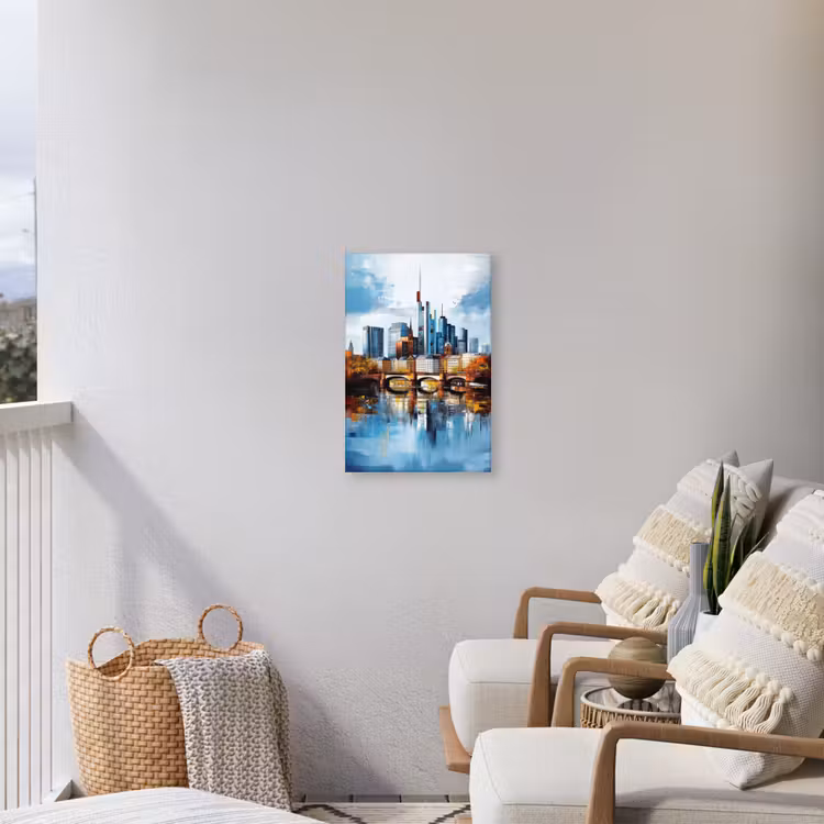 Bomen Frankfurt- Stad - Skyline - Brug Tuinposter op houten frame 2 cm dik klein -sfeer1