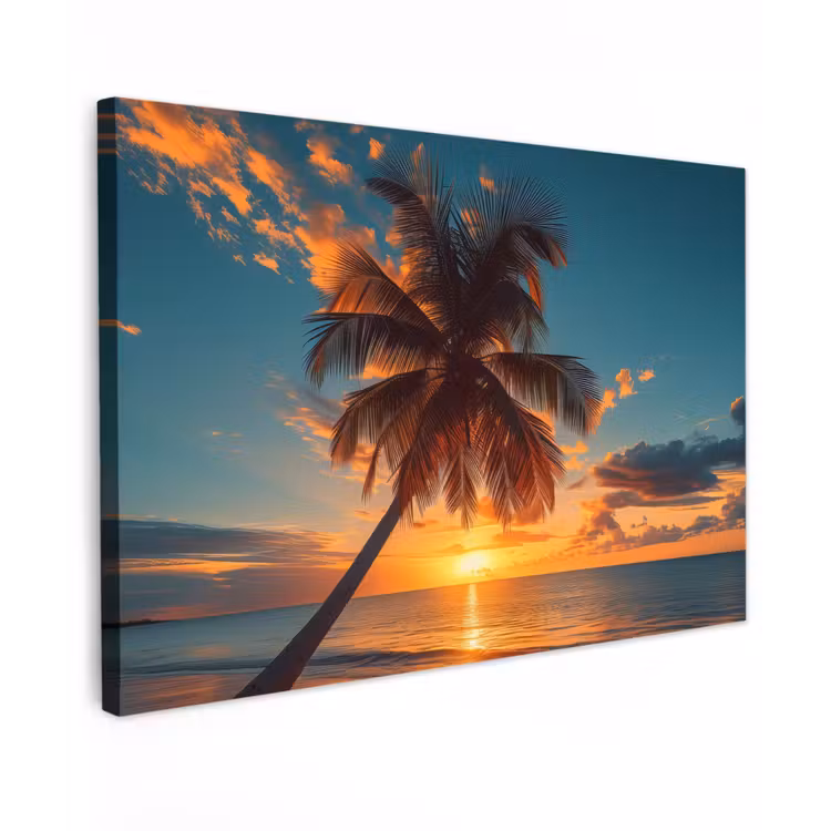Tropische Droomzonsondergang Tuinposter op houten frame 2 cm dik middel -3d