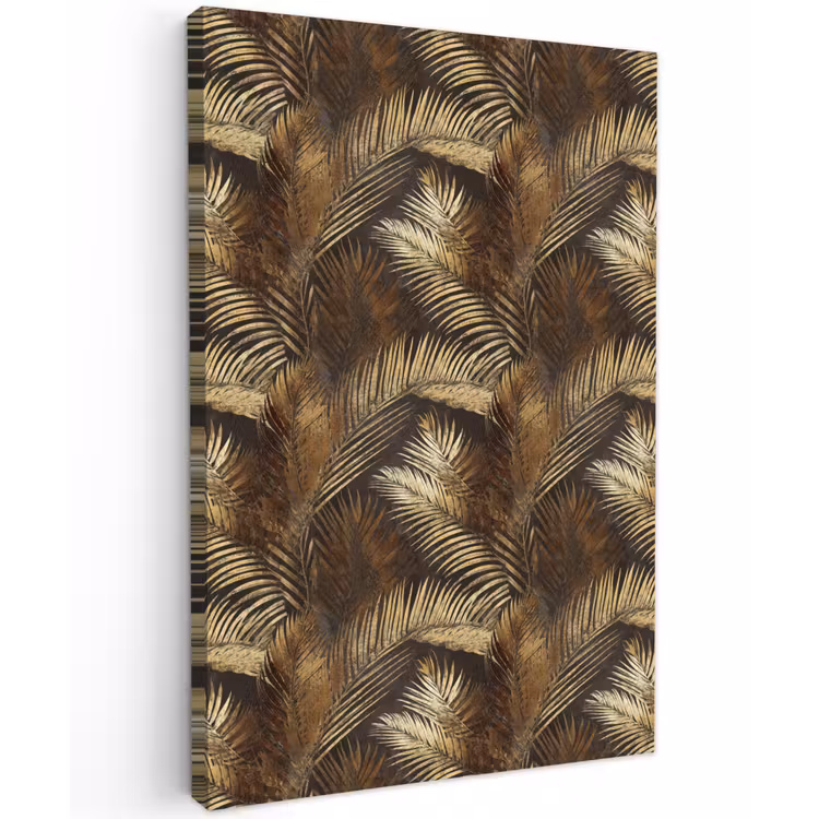 Tropisch - Bladeren - Goud Tuinposter op houten frame 2 cm dik klein 841 -3d