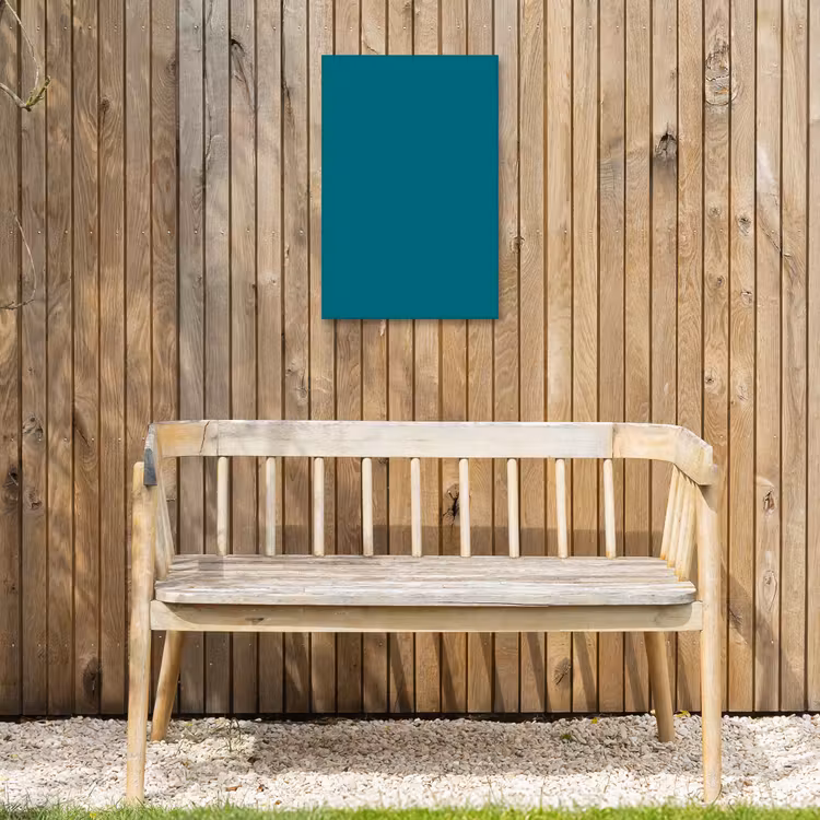 Tropical - Peacock - Blauw Tuinposter op houten frame 2 cm dik klein 841 -sfeer4