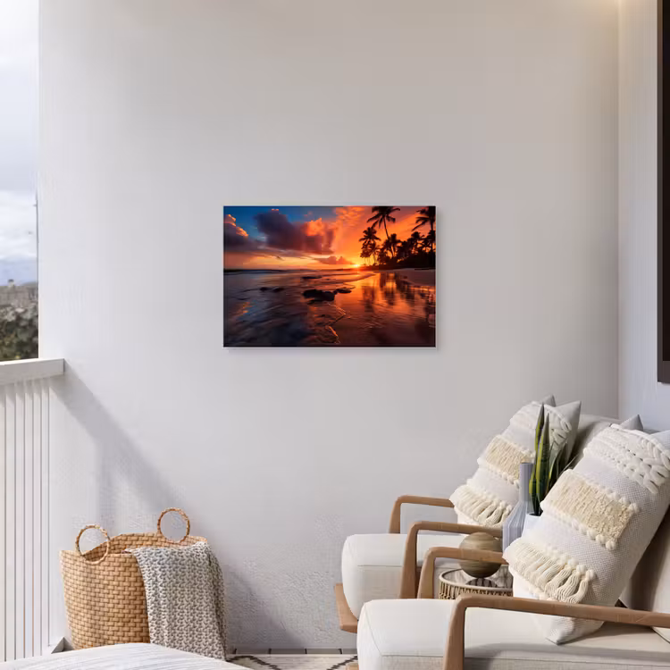 Tropische Zonsondergang Tuinposter op houten frame 2 cm dik middel -sfeer1