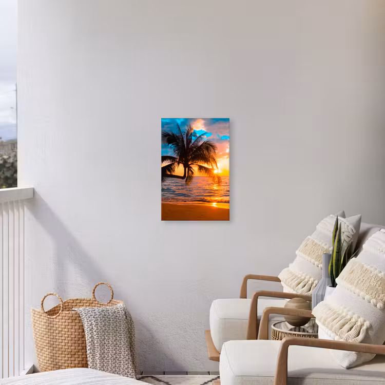 Tropische Zonsondergang aan Zee Tuinposter op houten frame 2 cm dik klein -sfeer1