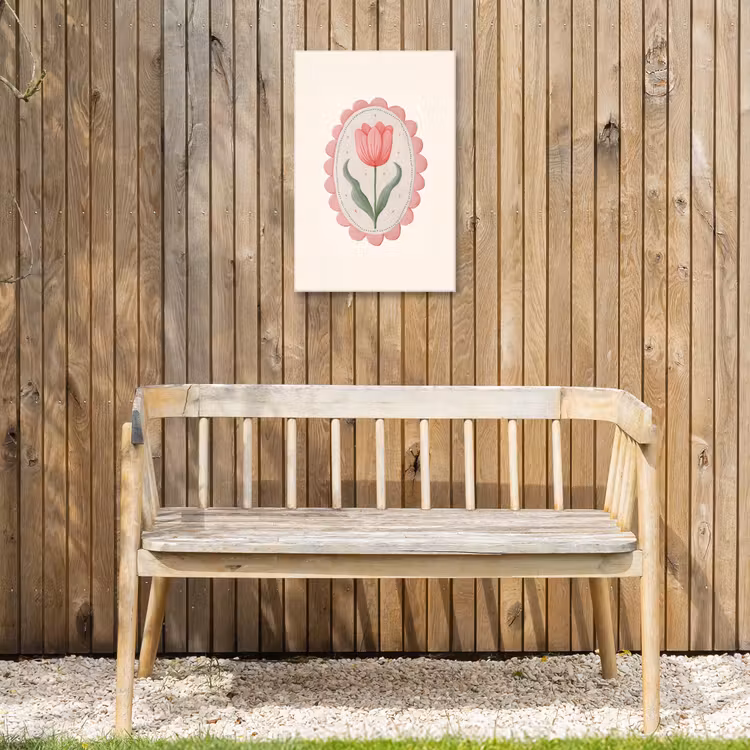 Tulp - Lijst - Ovaal - Illustratie Tuinposter op houten frame 2 cm dik klein -sfeer4