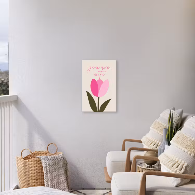 Tulp - Roze - Valentijn - Bloem Tuinposter op houten frame 2 cm dik klein -sfeer1