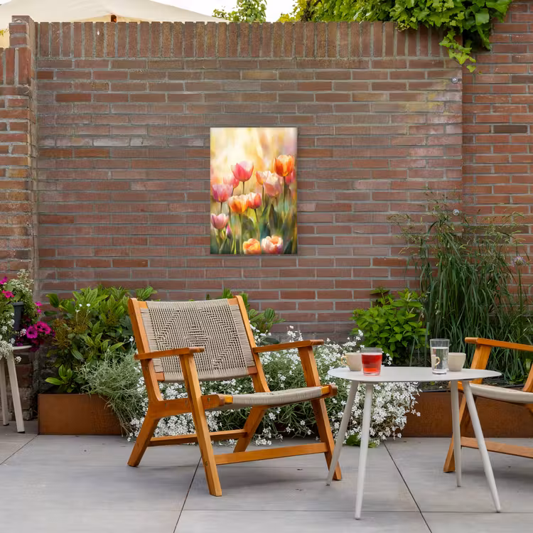 Tulpen - Sprookjesachtig - Kleurrijk Tuinposter op houten frame 2 cm dik klein -sfeer3