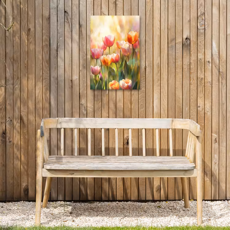 Tulpen - Sprookjesachtig - Kleurrijk Tuinposter op houten frame 2 cm dik klein -sfeer4