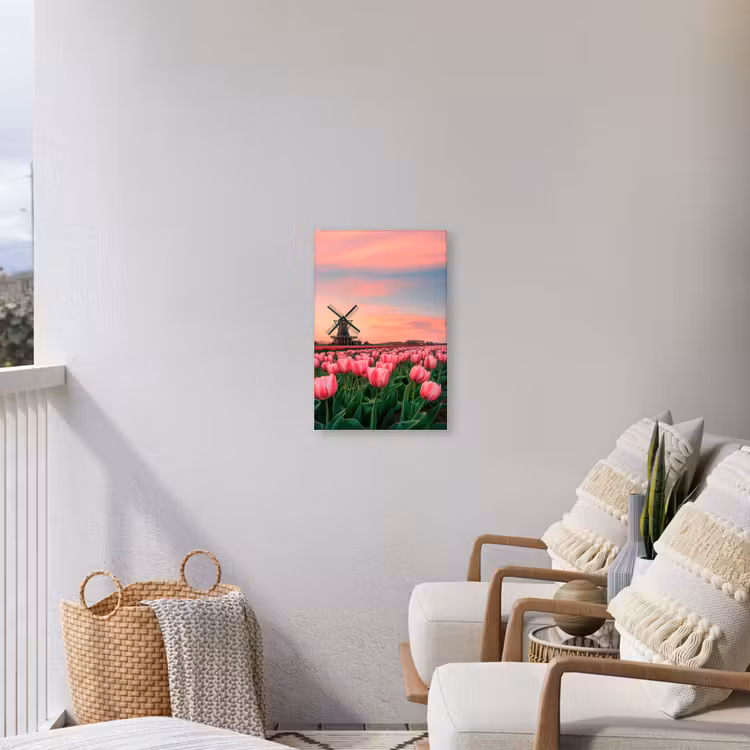 Tulpen - Molen - Nederland Tuinposter op houten frame 2 cm dik klein -sfeer1