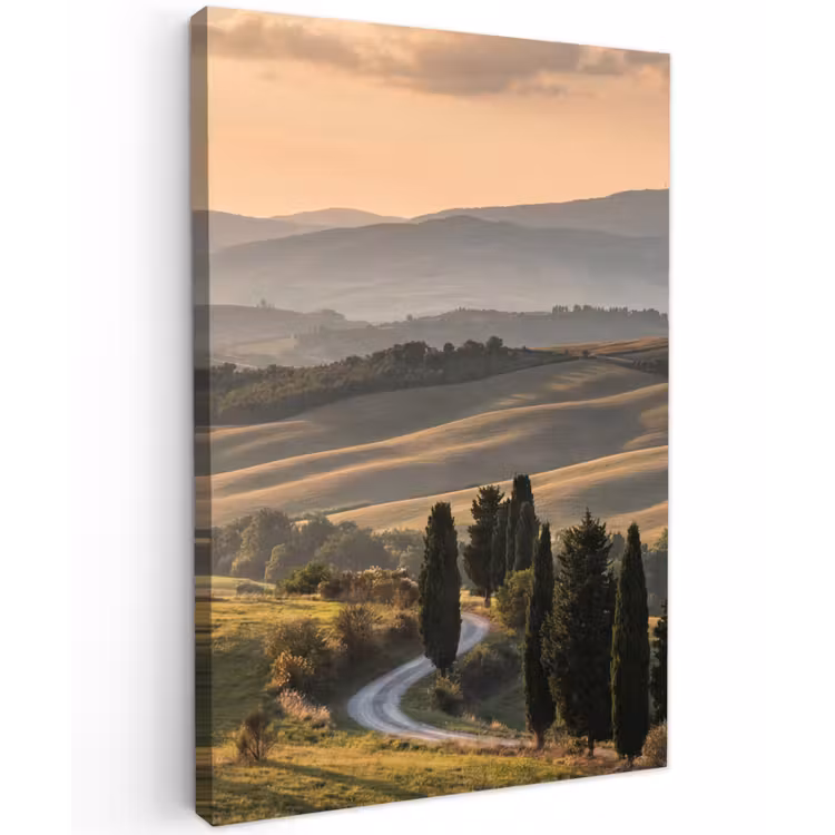 Toscaans - Landschap - Heuvels Tuinposter op houten frame 2 cm dik klein -3d