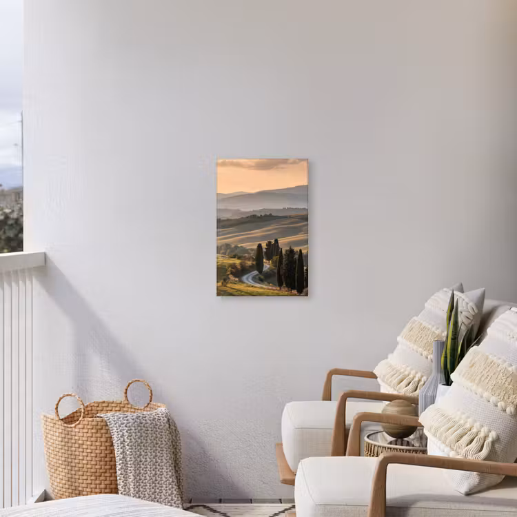 Toscaans - Landschap - Heuvels Tuinposter op houten frame 2 cm dik klein -sfeer1