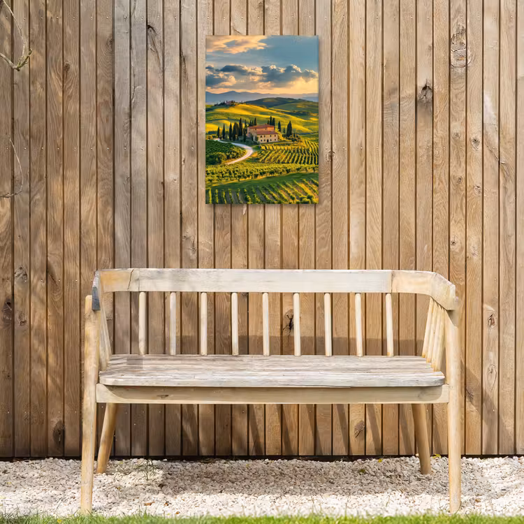 Toscane - Landschap - Wijngaarden Tuinposter op houten frame 2 cm dik klein -sfeer4