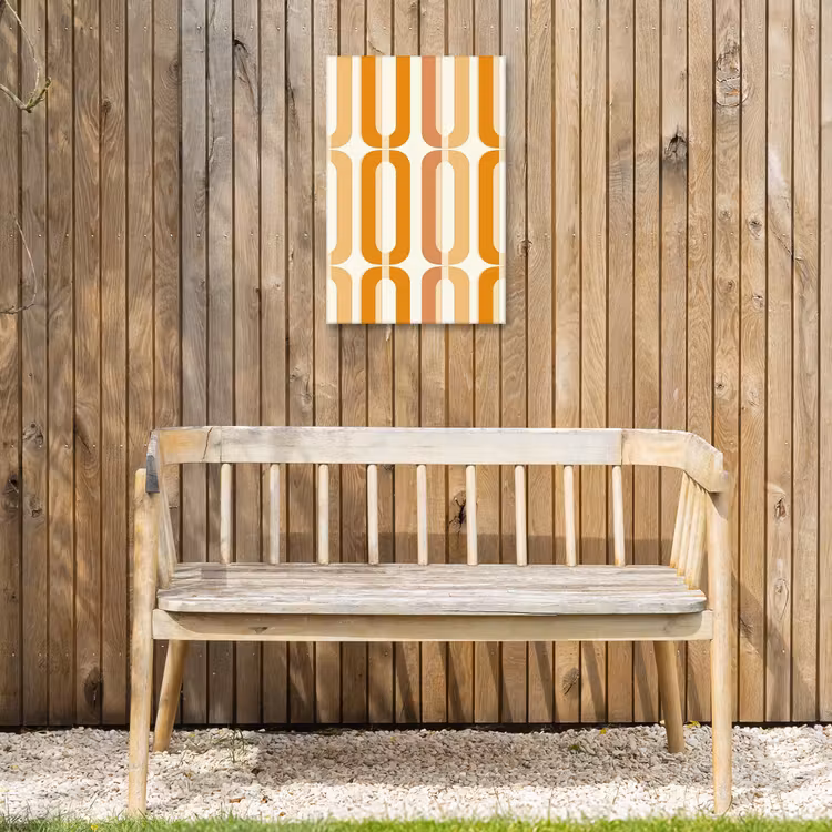 U-vorm - Retro - Oranje Tuinposter op houten frame 2 cm dik klein 841 -sfeer4