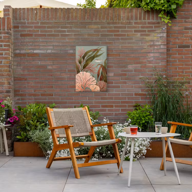 Onderwater - Planten - Vis - Vintage - Groen Tuinposter op houten frame 2 cm dik klein -sfeer3