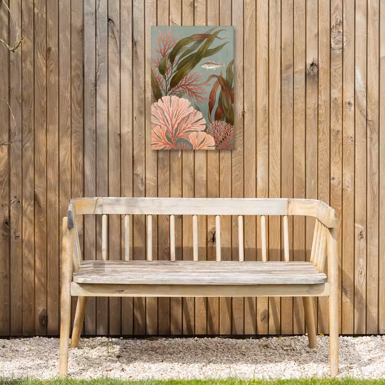 Onderwater - Planten - Vis - Vintage - Groen Tuinposter op houten frame 2 cm dik klein -sfeer4