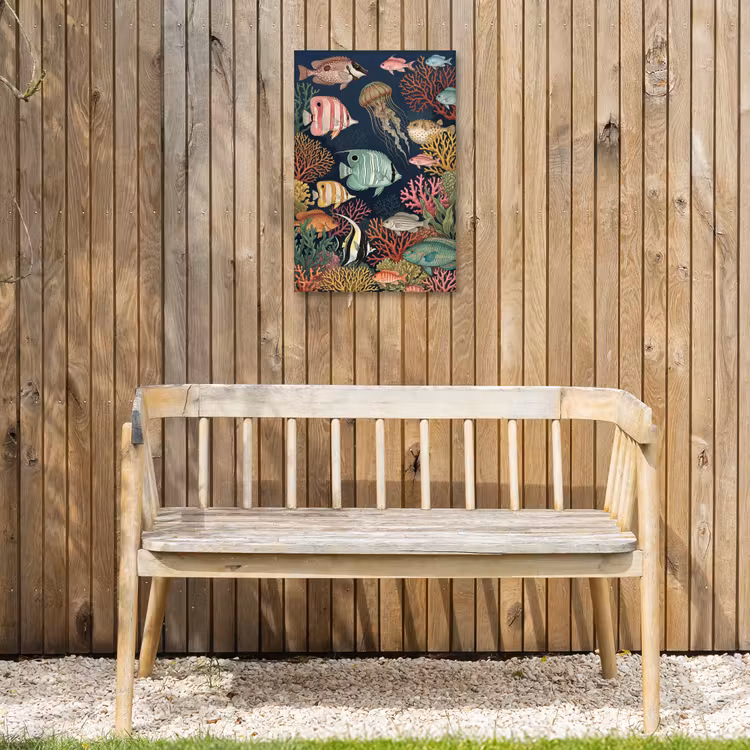 Onderwaterwereld - Vissen - Koraal - Illustratie - Kleurrijk Tuinposter op houten frame 2 cm dik klein -sfeer4