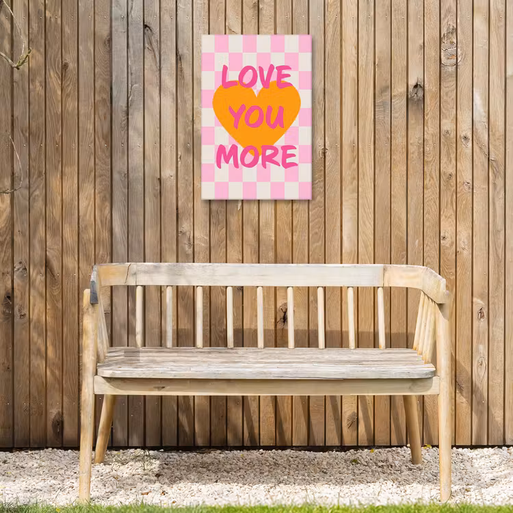 Valentijn - Love - Roze - Oranje Tuinposter op houten frame 2 cm dik klein -sfeer4