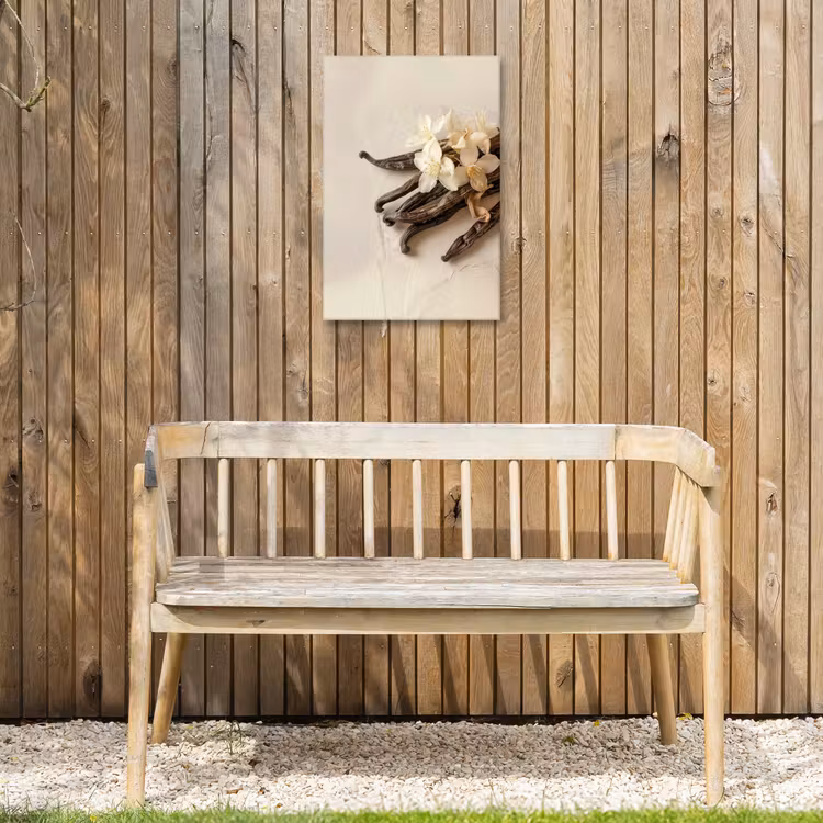 Vanille - Bloemen - Beige Tuinposter op houten frame 2 cm dik klein -sfeer4