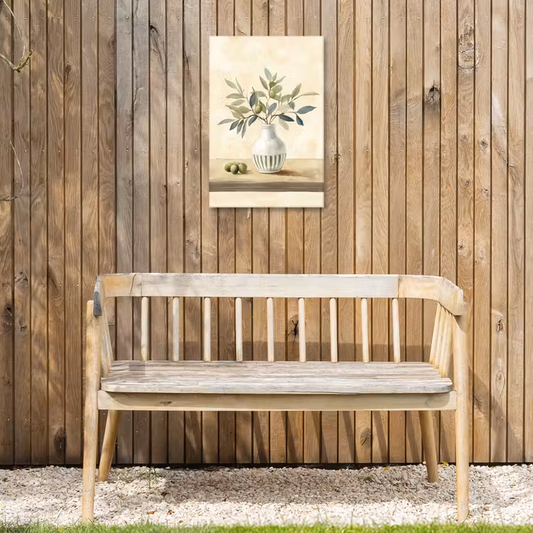 Vaas - Keramiek - Olijftakken Tuinposter op houten frame 2 cm dik klein -sfeer4