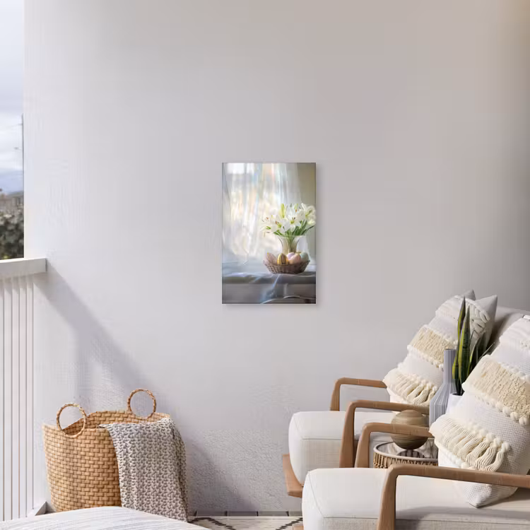 Vaas - Eieren - Bloemen Tuinposter op houten frame 2 cm dik klein -sfeer1