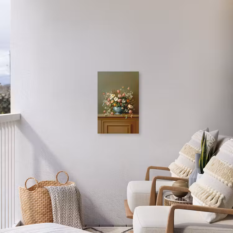 Vaas - Pastel - Kleuren - Bloemen Tuinposter op houten frame 2 cm dik klein -sfeer1