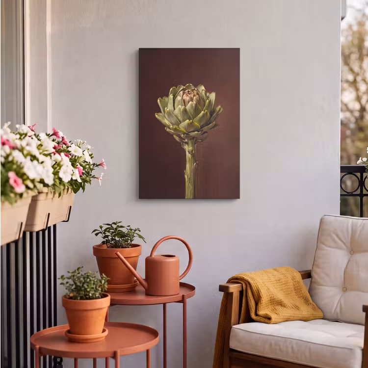 Outdoor Canvas Print - Vegetable - Artichoke - Green - Groente - Artisjok - Groen Tuinposter op houten frame 2 cm dik klein