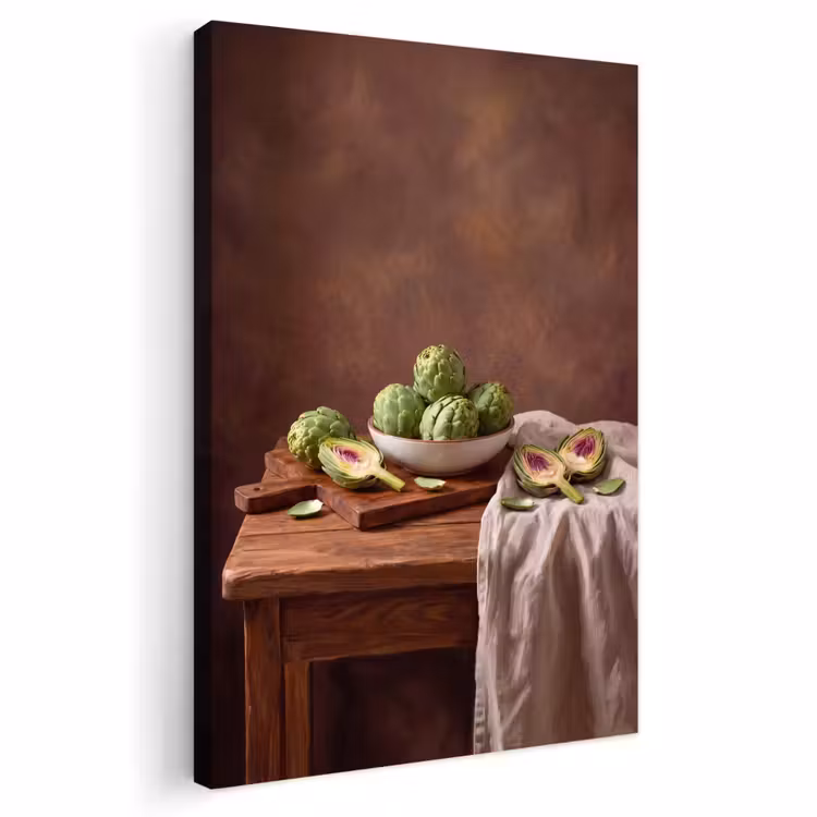 Outdoor Canvas Print - Vegetables - Artichoke - Kitchen - Groenten - Artisjok - Keuken Tuinposter op houten frame 2 cm dik klein