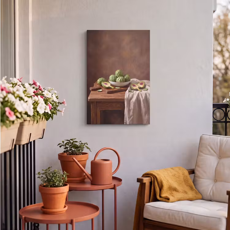Outdoor Canvas Print - Vegetables - Artichoke - Kitchen - Groenten - Artisjok - Keuken Tuinposter op houten frame 2 cm dik klein