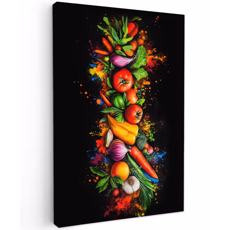 Groente - Eten - Kruiden - Graffiti - Koken Tuinposter op houten frame 2 cm dik klein -3d