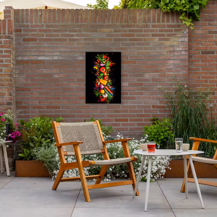 Groente - Eten - Kruiden - Graffiti - Koken Tuinposter op houten frame 2 cm dik klein -sfeer3