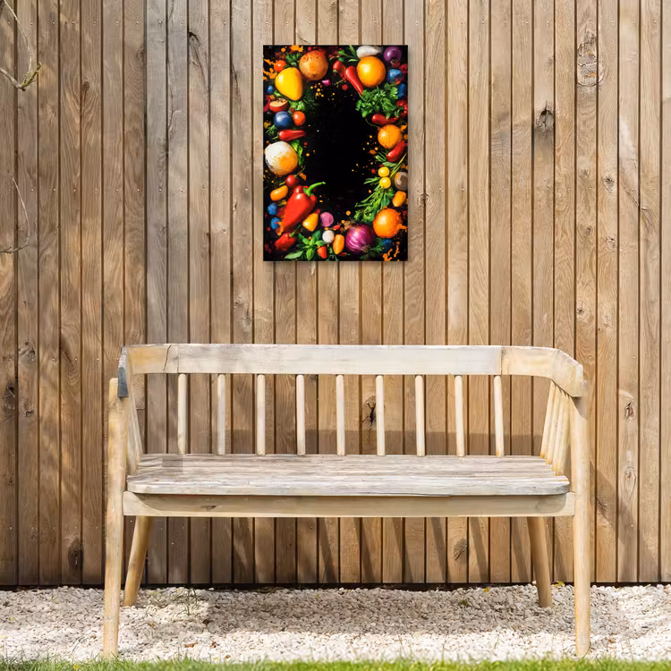 Groente - Graffiti - Kleurrijk - Koken - Abstract Tuinposter op houten frame 2 cm dik klein -sfeer4
