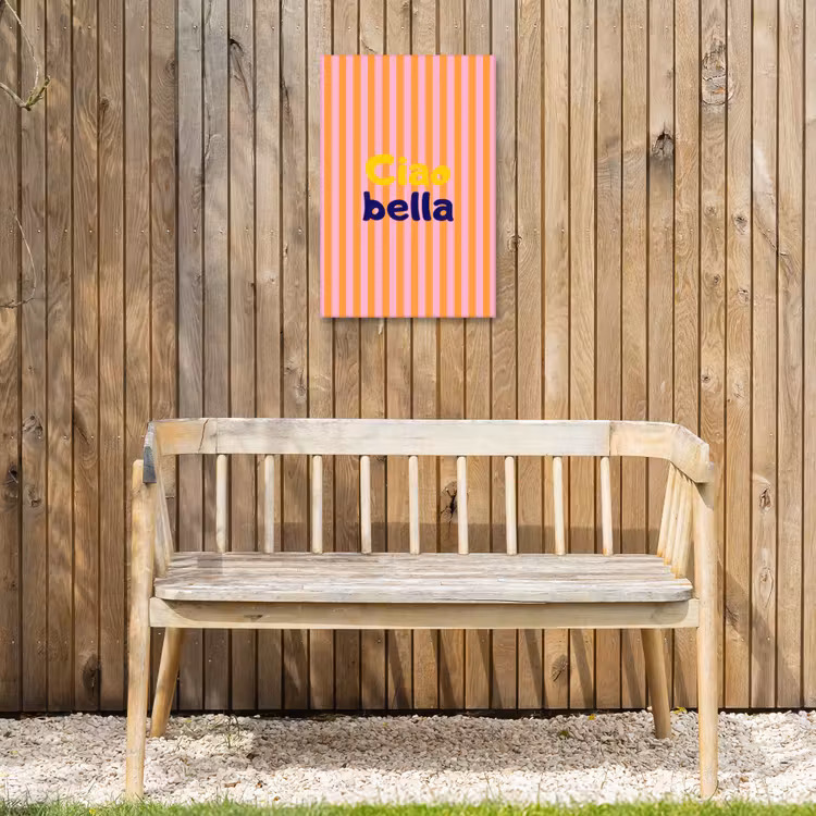 Verticaal - Strepen - Oranje - Ciao bella Tuinposter op houten frame 2 cm dik klein -sfeer4