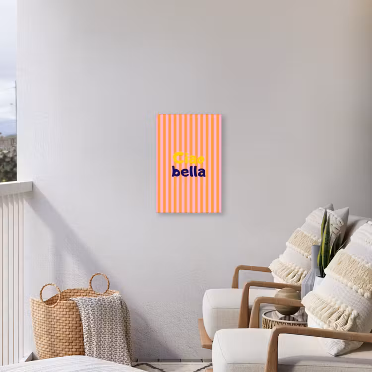 Verticaal - Strepen - Oranje - Ciao bella Tuinposter op houten frame 2 cm dik klein -sfeer1