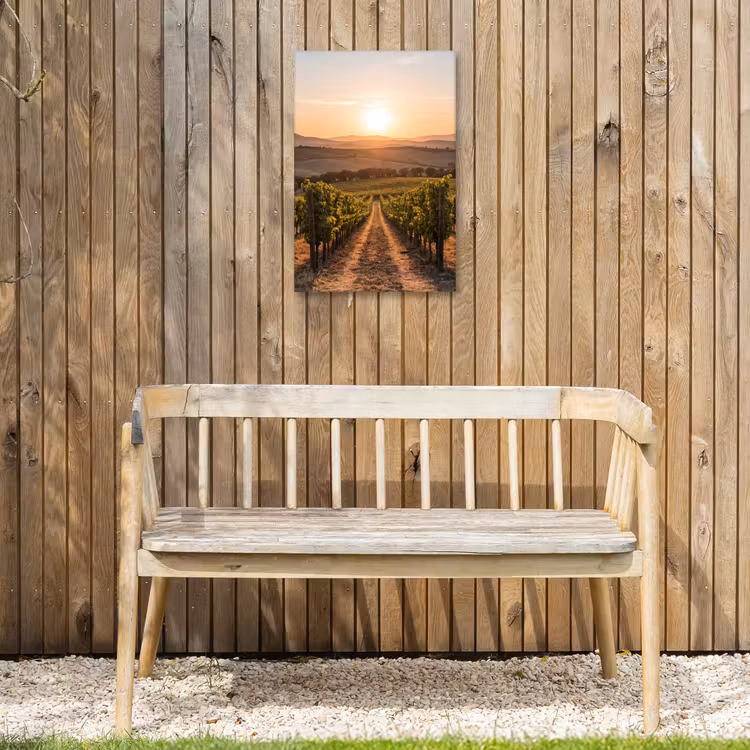 Wijngaard - Zonsondergang - Landschap Tuinposter op houten frame 2 cm dik klein -sfeer4