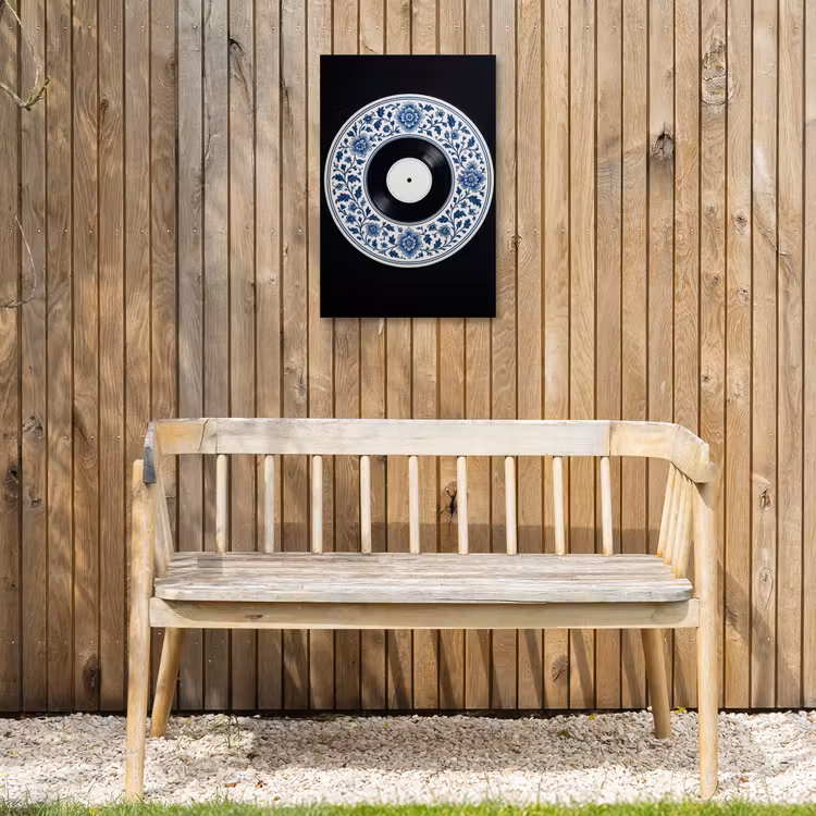 Vinyl - LP - Delfts Blauw - Muziek Tuinposter op houten frame 2 cm dik klein -sfeer4