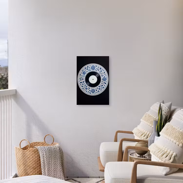 Vinyl - LP - Delfts Blauw - Muziek Tuinposter op houten frame 2 cm dik klein -sfeer1