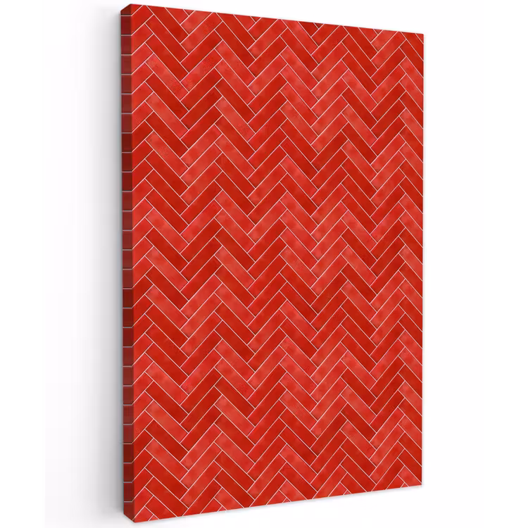 Visgraat - Tegel - Rood Tuinposter op houten frame 2 cm dik klein 841 -3d