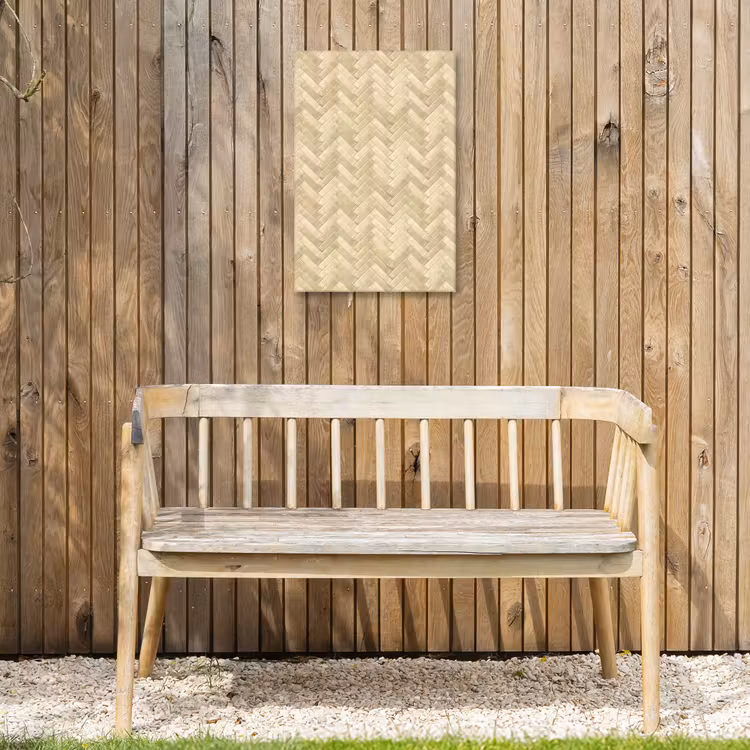 Visgraat - Tegel - Zand Tuinposter op houten frame 2 cm dik klein 841 -sfeer4